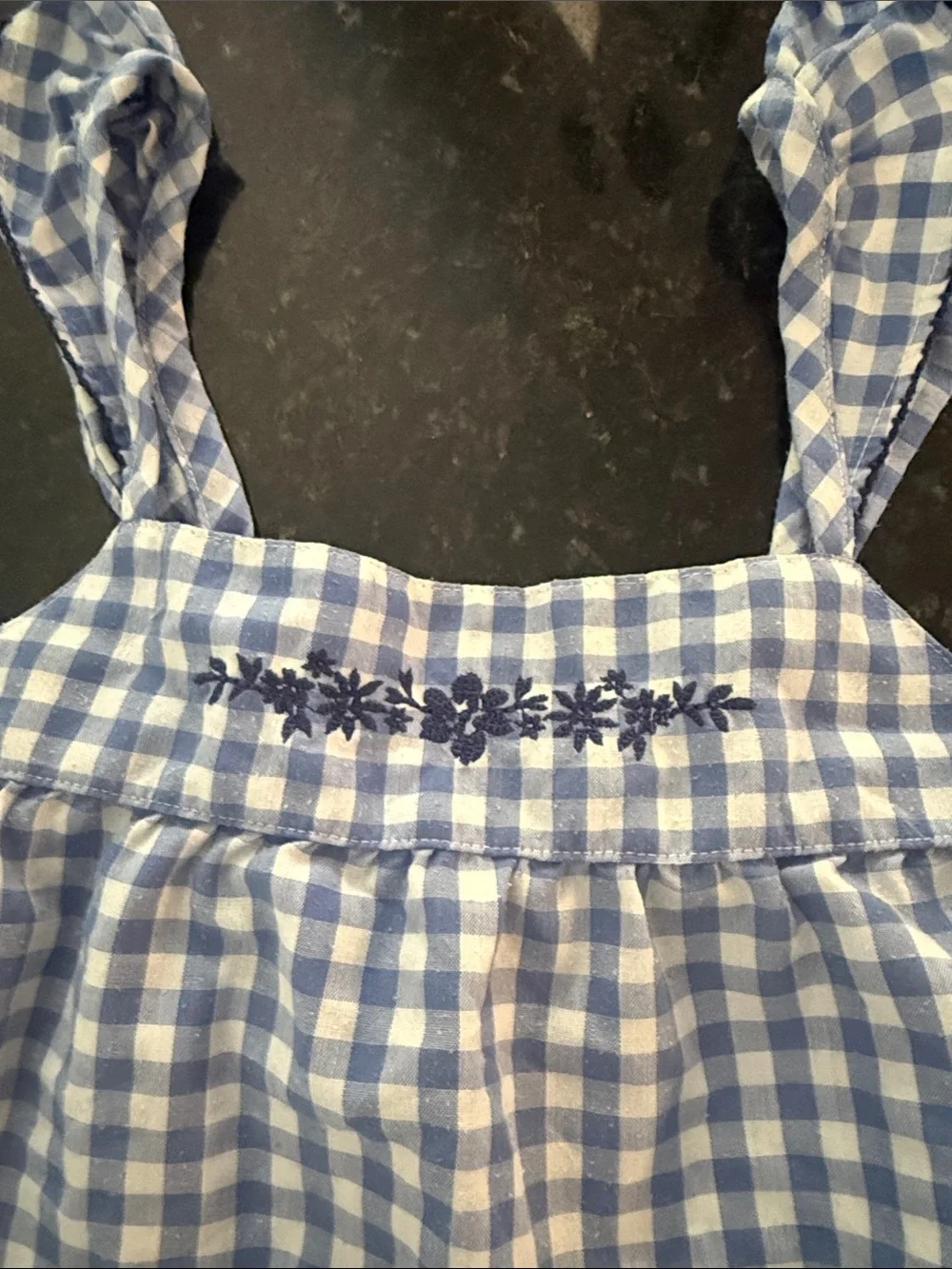 GAP Blue and White Gingham Kids Pajama Romper